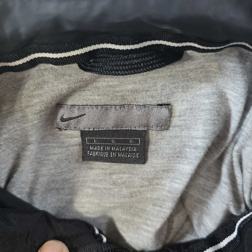 Vtg 90's Nike Navy Blue Windbreaker Track Suit Jacket Pants Silver Tag Stripe L - Picture 10 of 13